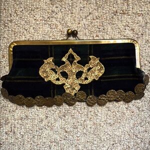 Betsey Johnson Elegant Plaid Gold Clutch